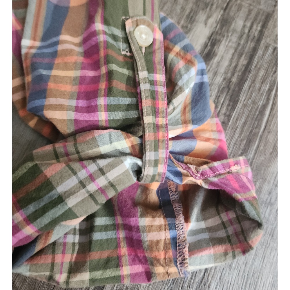 Tommy Hilfiger Shirt Dress Womens 10 Multi Plaid Cotton Roll Tab Sleeve Cinched - Picture 3 of 7